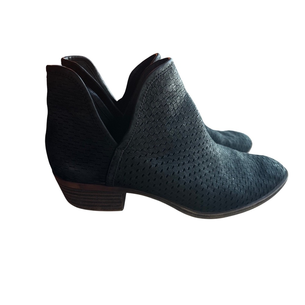 Lucky Brand 9.5 M Basel Black Perforated Leather Ankle Booties Whimsigoth Moto
